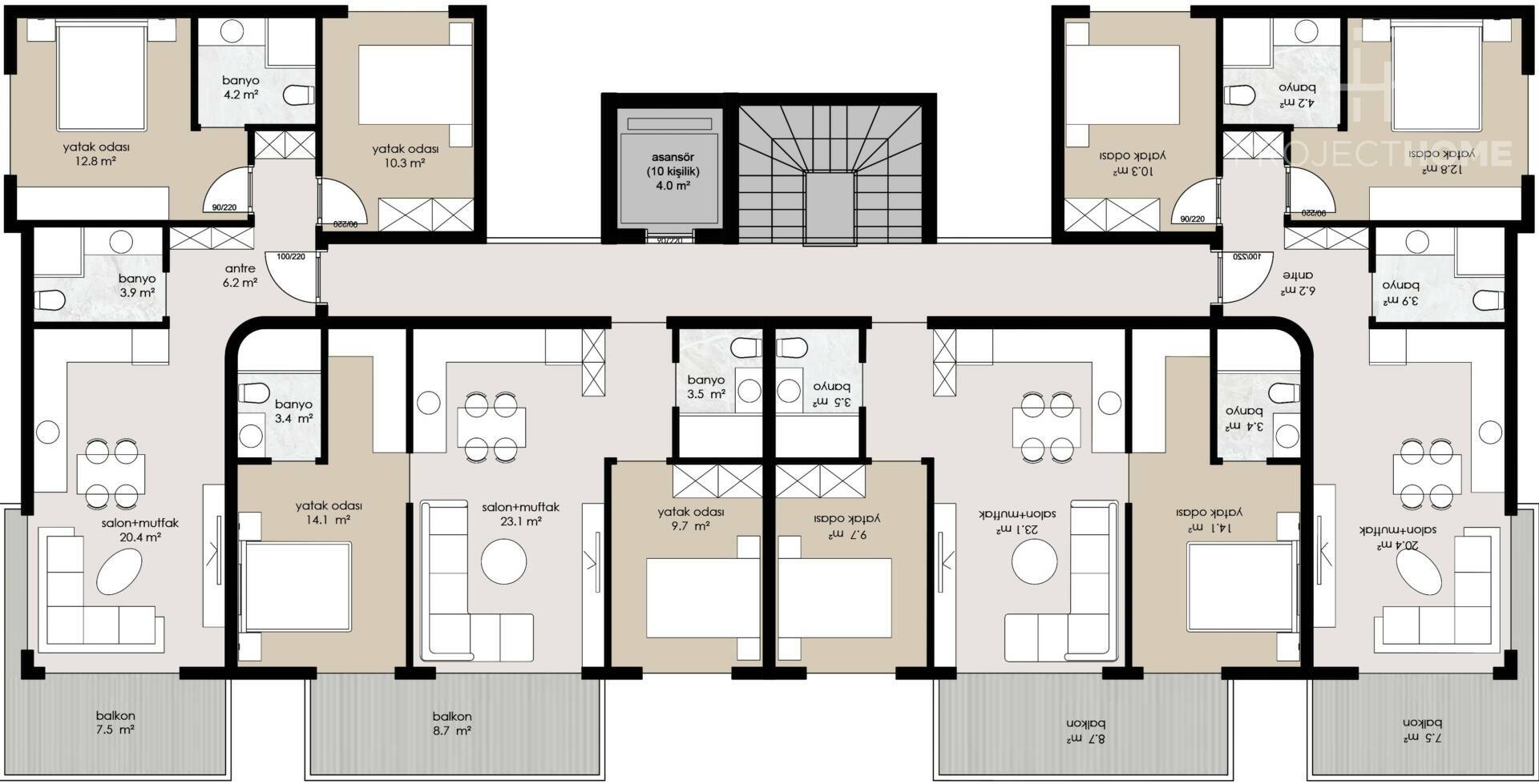 Продажа apartments в Hasbahche, Alanya, Турция 79м², №03703-2 - фото 3