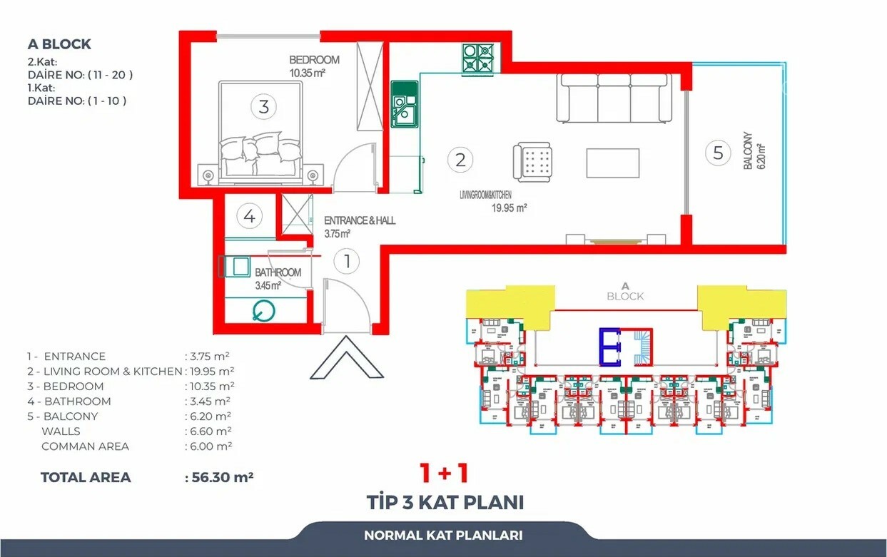 Продажа apartments в Turkler, Alanya, Турция 54м², №03906-1 - фото 3