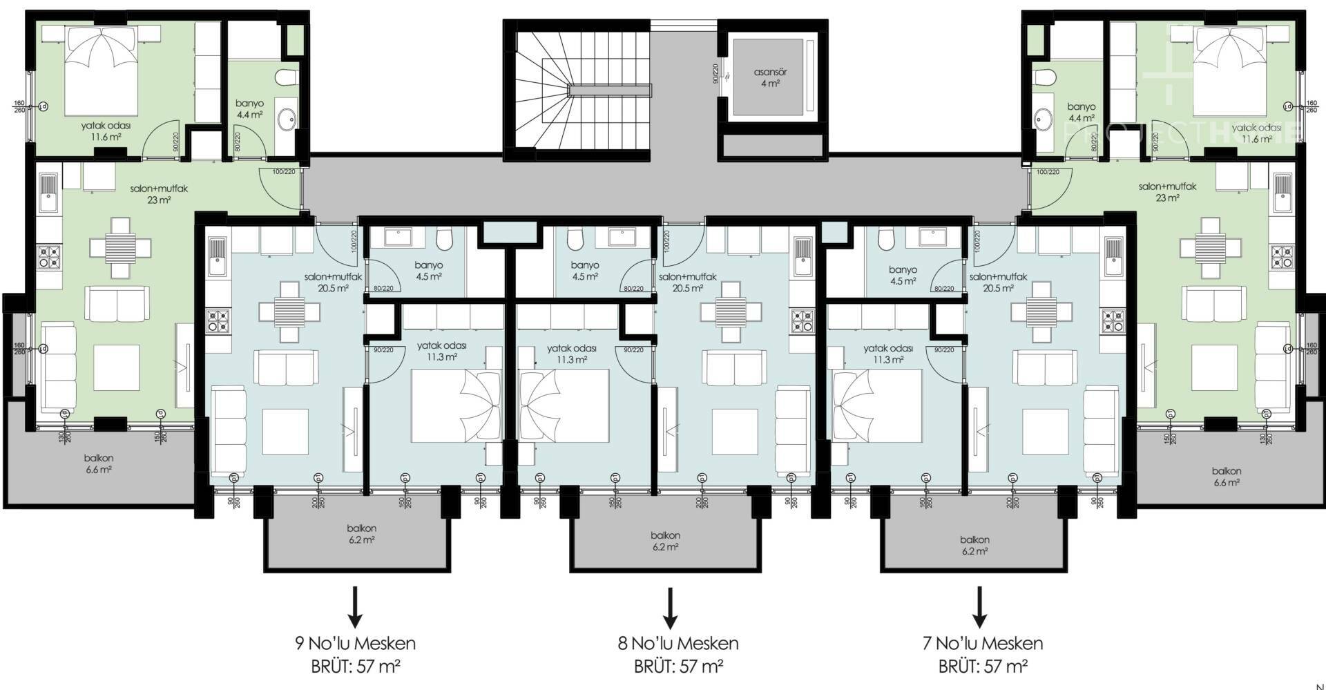 Продажа apartments в Center of Alanya, Alanya, Турция 57м², №03706-1 - фото 3